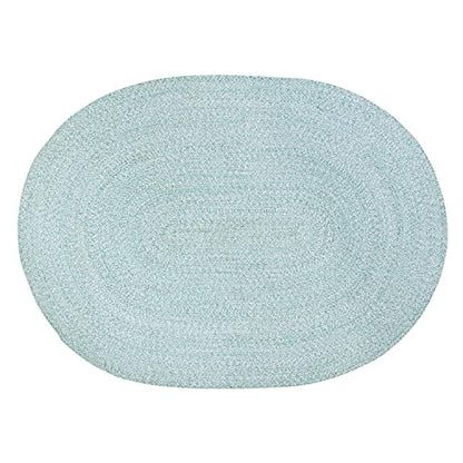 Super Area Rugs Farmhouse Braided Rug Cotton Kitchen Reversible Carpet Turquoise & White, 2' X 3' Oval - color: Turquoise & White, size: 2' x 3' (Oval)