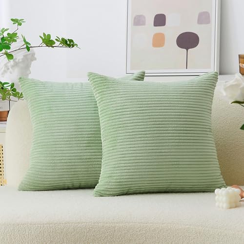 Home Brilliant 16x16 Summer Pillow Covers Set of 2 Small Throw Pillow Covers for Living Room, 40 cm x 40 cm, 16 x 16 Inch, Sage Green - color: Sage Green, size: 16" x 16" (Pack of 2)