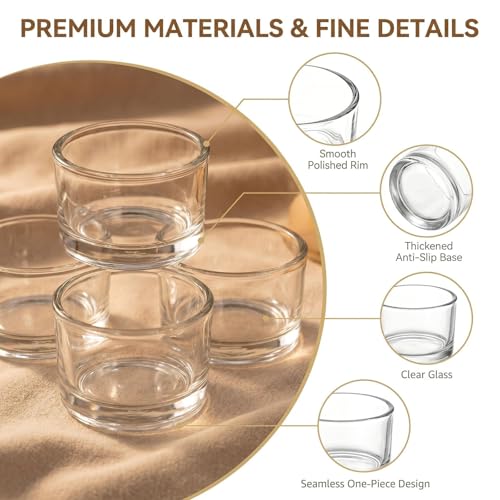 4 Pcs Clear Glass Tealight Candle Holders - Small Votive Candle Jars for Wedding Centerpieces Reception Table Decor Party Dinner
