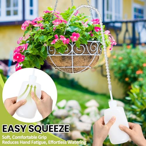 Long Reach Hanging Plant Watering Bottle - 19.6" Adjustable Nozzle, 16.9oz (500ml) Squeeze Watering Can for Indoor Outdoor Ceiling Plants