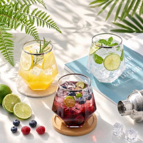 LUODA 32 Pack Silver Plastic Wine Glasses,12 Oz Disposable Whiskey Glasses | MirthMood Silver Stemless Diamond Shaped Wine Glasses For Serving Wine, Cocktail, Whiskey,Wedding - color: Silver, size: 32 Count