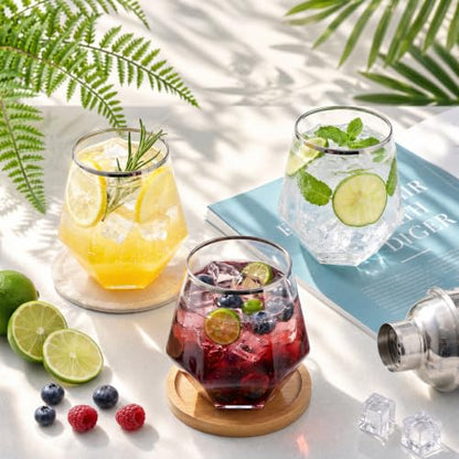 LUODA 32 Pack Silver Plastic Wine Glasses,12 Oz Disposable Whiskey Glasses | MirthMood Silver Stemless Diamond Shaped Wine Glasses For Serving Wine, Cocktail, Whiskey,Wedding - color: Silver, size: 32 Count