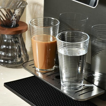 ALINK 16 oz Drinking Glasses, Set of 6 Highball Glasses, Ribbed Glassware Glass Cups, Water Glasses for Beer, Iced Coffee Cups, Cocktail Glasses, Wine, Iced Tea, Dishwasher Safe - style: Ribbed Design