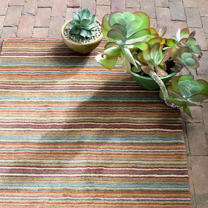 Dash & Albert Brindle Spice Striped Hand Loom Knotted Wool Rug, 2'x3' - color: Spice, size: 2' x 3' (Rectangular)