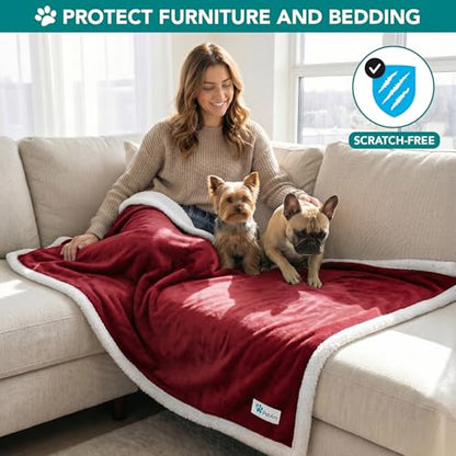 PetAmi Dog Blanket Small Medium Pet Cat Puppy Kitten, 40x29 Mini, Dark Red | 460 GSM, Soft Sherpa Fleece Throw, Reversible Plush Couch Cover Protector Crate Carrier Sofa Bed Car Seat, Machine Washable - color: Wine, size: Medium - 29 X 40 Inches