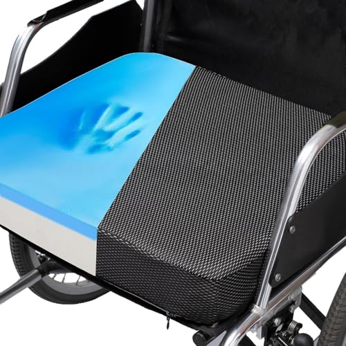 Ifoam Gel Infused Memory Foam Layer Wheelchair Cushion - Seat Cushion for Wheelchair-Office Chair, Kitchen Chair-Pressure Sore and Tailbone Pain Relief-High Dense Polyfoam Base (Black, 24×24×4 inch) - color: Black, size: 24×24×4 inch