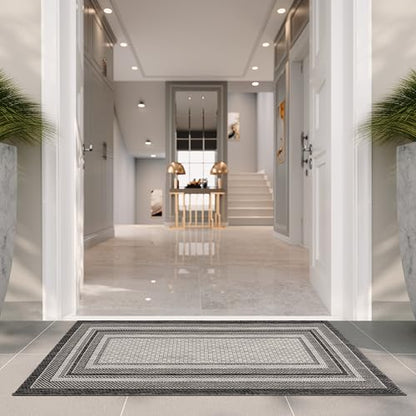 SAFAVIEH Courtyard Outdoor Accent Rug 2'3"x5', Light Grey CY8475-37612 - color: Light Grey/Black, size: 2'3" x 5' (Rectangular)