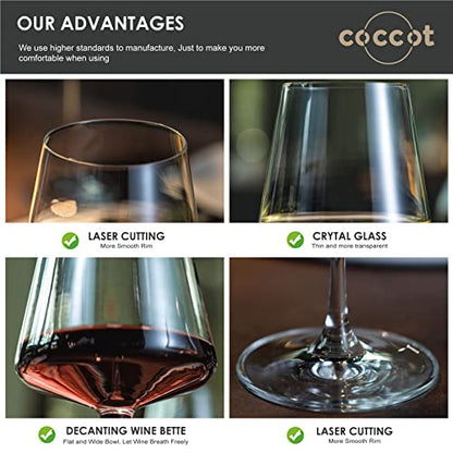 coccot Wine Glasses Set of 6,Crystal White Wine Glasses,Red Wine Glass Set, Wine Glasses Long stem,Clear Lead-Free Premium Blown Glassware (18.5oz,6 pack) - color: Clear