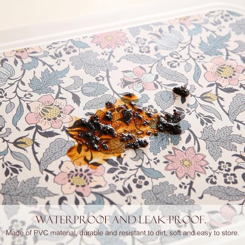 Vinyl Waterproof Placemats Set of 6 Rectangular,12"*17"-Hazel D | Wipeable Beautiful Print Place Mats,Stain Resistant,Heat Resistant,Everyday Meals,Kitchen,Dinning,Holiday,Decor - color: Hazel D