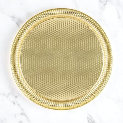 Alisveristime Round Hammered Metal Serving Tray – Ottoman Style, (11.8" Diameter, 12.6 oz) 5 Color Options (Gold) - color: Gold