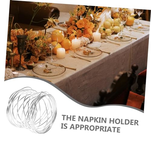 STOBAZA Silver Metal Napkin Rings Set of 6 1.77 in Round Napkin Buckles for Wedding Dinner Parties Banquet Table Settings and Family Gatherings