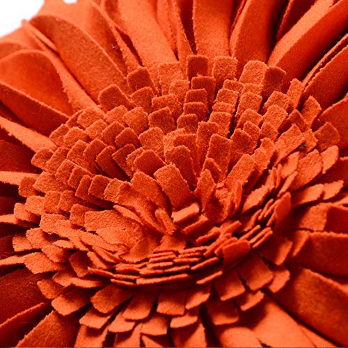 JWH 3D Flower Throw Pillow Cover, Orange Red, 14 Inch | Handmade Floral Accent, Sunflower Design, Bed Couch Bedroom Chair Pops