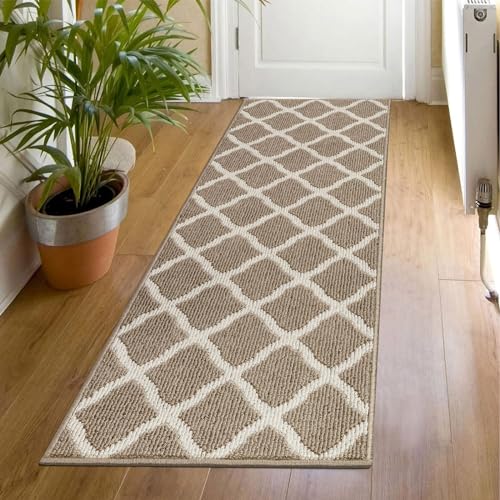SHACOS Hallway Runner Rugs 2x6 ft Rug Runner for Entryway Kitchen Indoor Washable Non Slip Rubber Backing Dirt Trapping Doorway Entrance Runner Rug for Floor, Beige - color: Beige, size: 2' x 6'