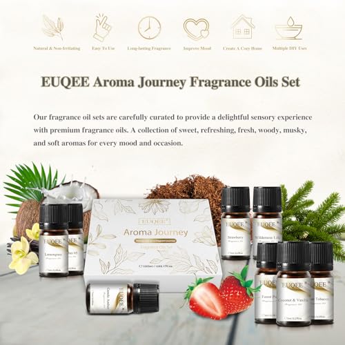 EUQEE 12 Pcs Fragrance Oils Gift Set for Aromatherapy | Essential Oil for Diffuser, Candle Making, Soap Making, Humidifier - color: 12pcs Fragrance Set