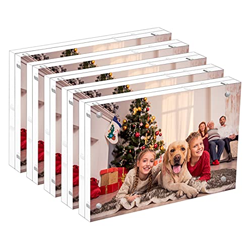 NIUBEE 4x6 Acrylic Photo Frames 5 Pack, Clear Desktop Double Sided Magnetic Picture Display - size: 4x6"(5 packs)