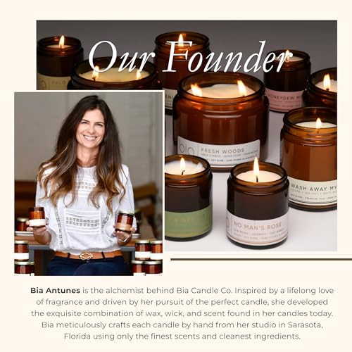 Floral Soy Candle Set - 3 Jasmine Scented Candles | 3.5 oz Each, 10.5 oz Total, Brown Glass Jars, Gold Tone Lids, Paraben Free, Phthalate Free, Aromatherapy Use
