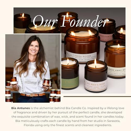 Floral Soy Candle Set - 3 Jasmine Scented Candles | 3.5 oz Each, 10.5 oz Total, Brown Glass Jars, Gold Tone Lids, Paraben Free, Phthalate Free, Aromatherapy Use