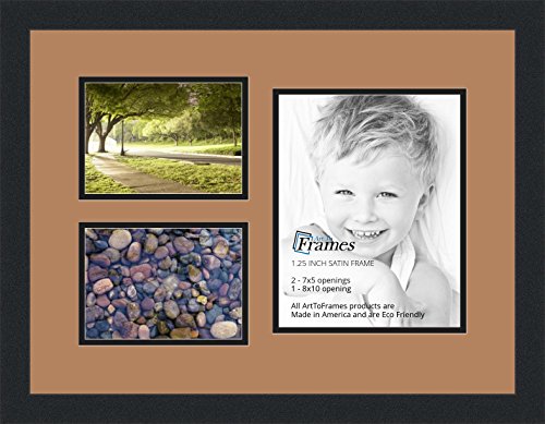 ArtToFrames Collage Photo Frame Double Mat with 1-8x10 and 2-5x7 Openings and Satin Black Frame - color: Paloma, size: 1 - 8x10 and 2 - 5x7