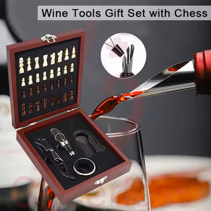 Premium Wine Opener gift Set with Chess Board – Elegant Wine Accessories Kit for Entertaining, Perfect for Wine Lovers, Hosts, and Unique Gifts