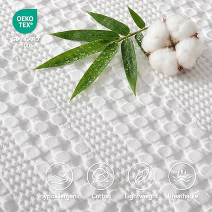 a moment 2 Pack Bamboo Fiber Pillow Covers - Waffle Weave, Ultra Soft & Breathable, Skin-Friendly Cotton Throw Pillow for Couch, Sofa, Bedroom Living Room 18x18 Inch White - color: White, size: 18" x 18" (Pack of 2)