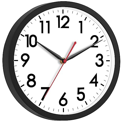 AKCISOT 12 Inch Wall Clock, Silent Battery Operated Analog Clock, Black | Office | Kitchen | Living Room | Classroom | Easy-to-read Numbers - color: A_black, size: 12 Inch