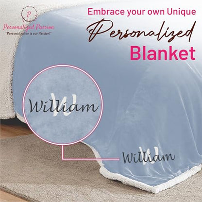 Personalized Sherpa Blanket - Reversible Custom Blanket with Micro Mink & Faux Lambswool, Throw Blankets for Bed & Couch - Pink (50"x60") - color: Pink