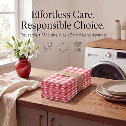 Urban Villa Cloth Napkins Cotton 12x12 (Set of 12) Red - color: 015 Red/White, size: 20" x 20" (Set of 12)
