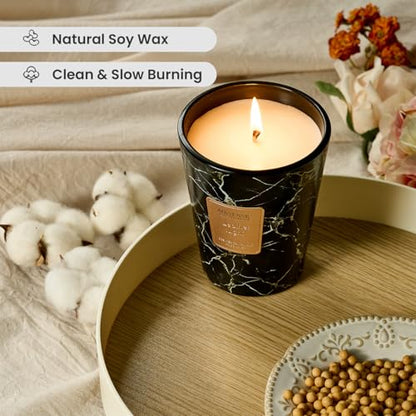 M&SENSE Leather Night Scented Soy Candle, 3 Wick Highly Scented 14.1 Oz 75H, Aromatherapy Christmas Gift for Women and Men - color: LeatherNight, size: Medium