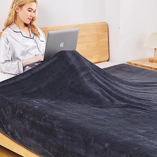 Richave Fleece Blanket Twin/Twin XL Lightweight Extra Long Throw for The Bed Warm Sofa Blanket 66" x 90"(Dark Grey Twin) - color: Dark Grey, size: Twin (90-Inch-by-66-Inch)