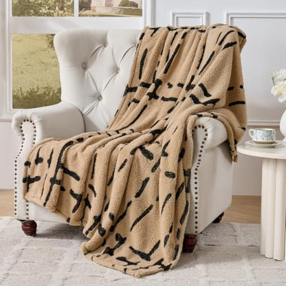 Minimalist Fleece Throw Blanket-Cozy Soft Lightweight Fuzzy Throw Blanket for Sofa, Couch, Bed & Chair,Camel, 50" x 60" - color: Camel
