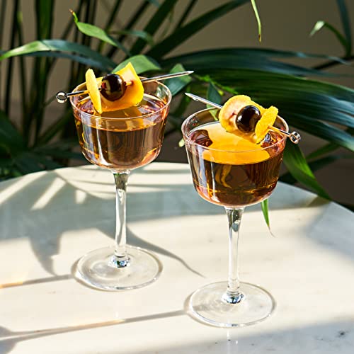 Viski Nick and Nora Glasses, Stemmed Drinkware, Premium Crystal Cocktail Glasses, Cocktail Coupe Glasses, Home and Bar Glass cups, Set of 2, 4oz - style: Nick & Nora Glasses
