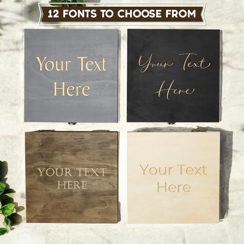 Personalized Wooden Keepsake Box - Custom Memory Box for Photos Jewelry Letters Rustic Memento Storage Box for Wedding, Anniversary, Birthday, Graduation & Retirement Gifts - style: 1. Your Text Here