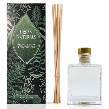 Reed Diffuser Set with Sticks, Oud - Bathroom Shelf Décor | Bergamot, Raspberry, Musk, Warm Amber, Made with Essential Oils, Sleek Rectangular Refillable Glass Bottle - color: Oud