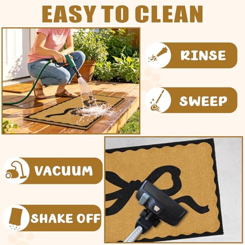 Coir Front Doormat Outdoor Welcome Mat Bow Rug for Outside Entrance 17"x30" - color: Coir Bows
