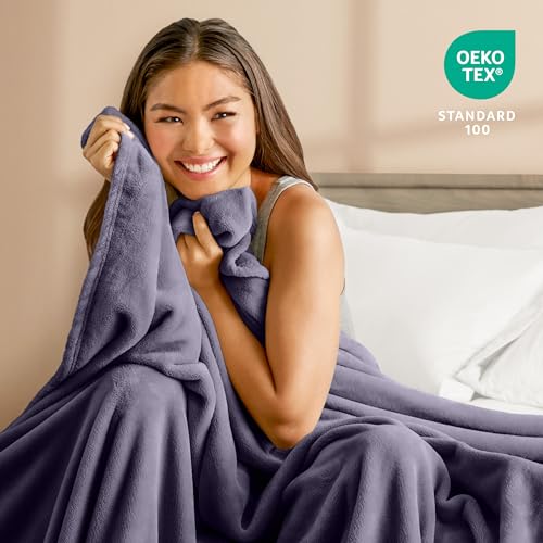 Bare Home Fleece Blanket Luxury Microplush (Full/Queen, Dusty Purple) | Ultra-Soft Lightweight Blanket for Bed, Sofa, and Couch, Cozy & Warm Blanket - color: 17 - Dusty Purple, size: Full/Queen