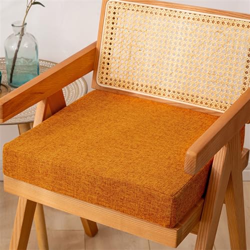 Reyox Recliner Cushion for Armchair 2" Thick Orange 18" x 18" | Removable Cotton Linen Cover, Non Slip Square Chair Cushion, Thicken Foam Chair Pads for Long Sitting - color: 2" Thick Orange, size: 18 x 18-Inch