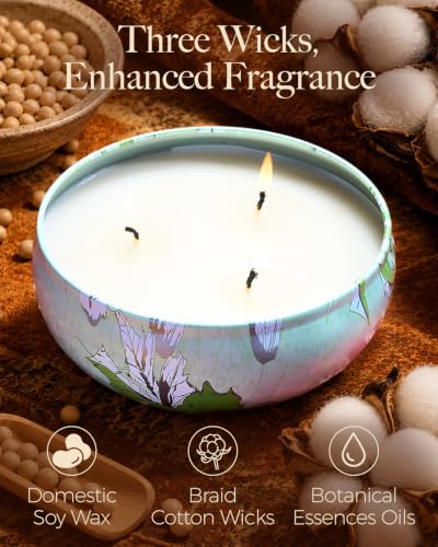 M&SENSE Soothing Eucalyptus Scented Candles, 3 Wick Soy Candles 12oz | Over 40 Hour Burning Time, 100% Natural Vegan Wax, Relaxing Aromatherapy Aesthetic Candle Gift for Women Men - color: Soothing Eucalyptus