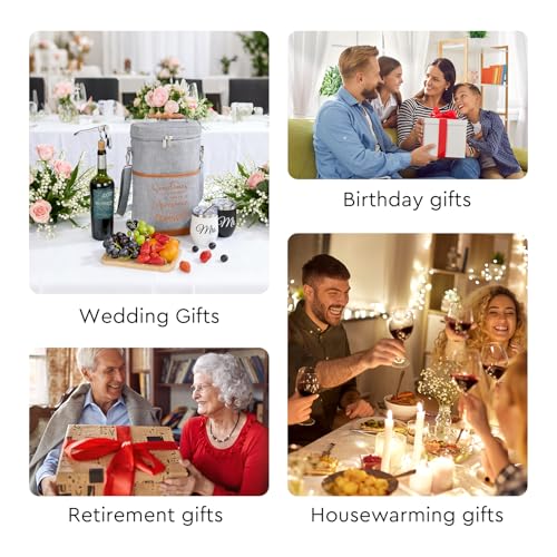 AW BRIDAL Birthday Gifts for Women Men, Drink Happy Thoughts Gift Basket for Housewarming and Beach Camping Travel, Insulated Wine Cooler Bag with Tumbler Mugs and Accessorie Set for Wine Lover Friend - style: Drink happy thoughts