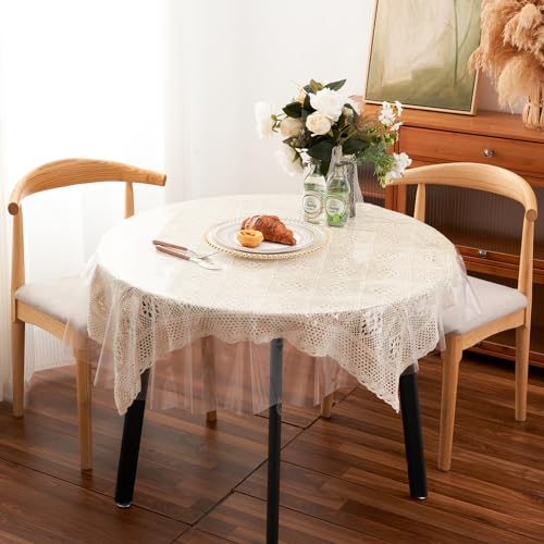 Clear Plastic Tablecloth Protector Round 60inch Diameter Waterproof Oilproof Stain Resistant Wipeable Table Cover for Dining Tables - size: 60" (Round)