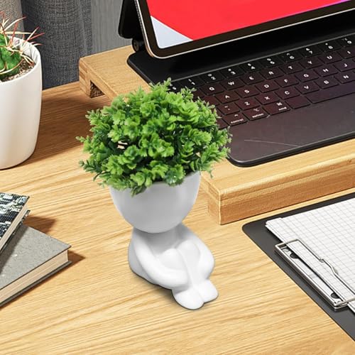 Zerzsy Cute Fake Plants,Home Bedroom Bathroom Office Shelf Office Wall Room Farmhouse Decor Artificial Plants - Set of 1 - color: White-a