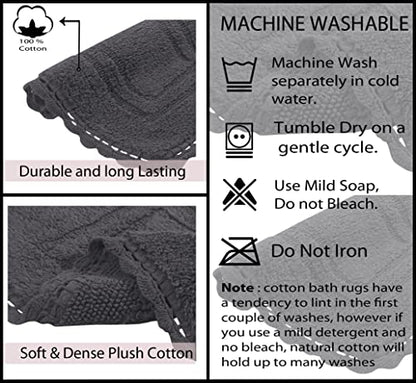 Home Weavers Casual Elegance Reversible Bathmat 100% Cotton Bathroom Rugs Set, Washable Rug, Thick Extra Soft and Absorbent Bath Rug, Kitchen Mat, Bath Mat Set, Non Slip Mat, 20"x20" Contour, Gray - color: Grey, size: 1'8" x 1'8" (Contour)