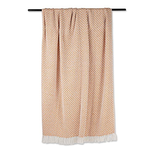 DII Zig Zag Throw Collection Modern Woven Cotton, 50x60, Pumpkin Spice - color: Pumpkin Spice, size: 50x60"