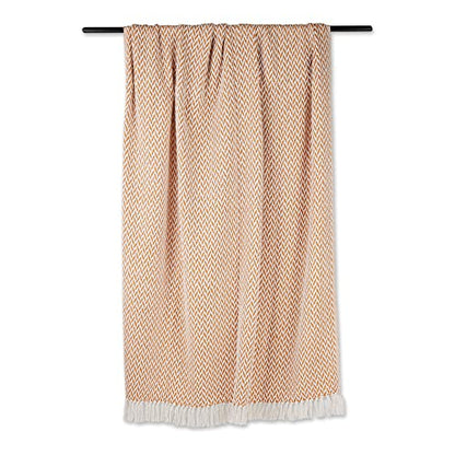 DII Zig Zag Throw Collection Modern Woven Cotton, 50x60, Pumpkin Spice - color: Pumpkin Spice, size: 50x60"