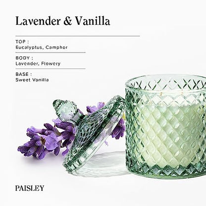 Hidden Label Large Decorative Jar Candle,Larde Wood Wick Lavender Vanilla + Lemongrass Ginger Scented Candle.Soy Wax Candle for Home Scented