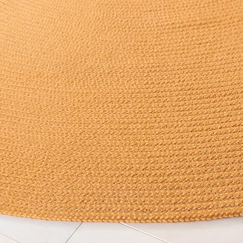SAFAVIEH Braided Collection Area Rug - 4' Round, Mustard, Handmade Country Farmhouse, Ideal for High Traffic Areas in Living Room, Bedroom (BRD402C) - color: Mustard, size: 4' (Round)