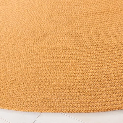 SAFAVIEH Braided Collection Area Rug - 4' Round, Mustard, Handmade Country Farmhouse, Ideal for High Traffic Areas in Living Room, Bedroom (BRD402C) - color: Mustard, size: 4' (Round)