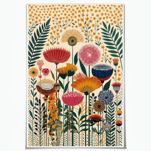 Abstract Floral Art Poster Colorful Abstract Flower Art 16x24 Inch Unframed | Abstract Floral Art Poster Boho Flower Art Print Unframed for Living Room Bedroom Restaurant Home Apartment Dormitory - color: Colorful Abstract Flower Art-Unframed, size: 24"L