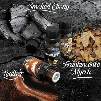 Soulorigin Gentleman Fragrance Oils Set, Essential Oil for Diffuser, Diffuser Oil, Use for Soap Candle Making, Sandalwood, Cedar, Rum, Leather, Smoky Oud, and Frankincense & Myrrh - color: Gentleman