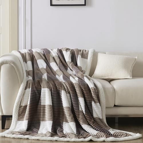 Gracelife Sherpa Fleece Throw Blanket for Couch, Fluffy Plush Warm Fuzzy Blanket for Women and Men, Cozy Thick Soft Twin Blanket for Bed, Beige, 60x80 Inches - color: Beige-1, size: 60" x 80"