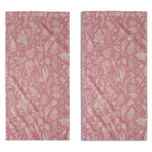 Pink Spring Floral Hand Towels for Bathroom Set of 2 Flower Leaves Vintage Botanical Print Seasonal Decorative Handtowels Soft Absorbent Bath Towel for Home Guest Room Hotel Gym Spa - color: Pink